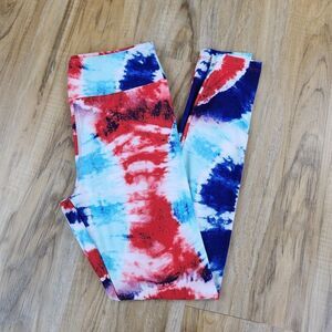 ☔️💜Lularoe Red, White, & Blue Patriotic Americana Tie Dye Pants One Size